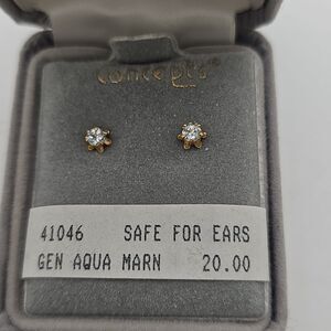 NWT Aqua Marine Post Earrings Goldtone Hardware By Concepts For Sensitive Ears